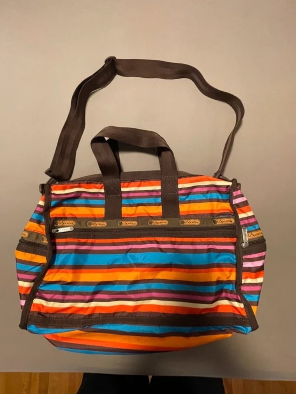 LeSportsac Multicolor Striped Weekender Duffel Bag